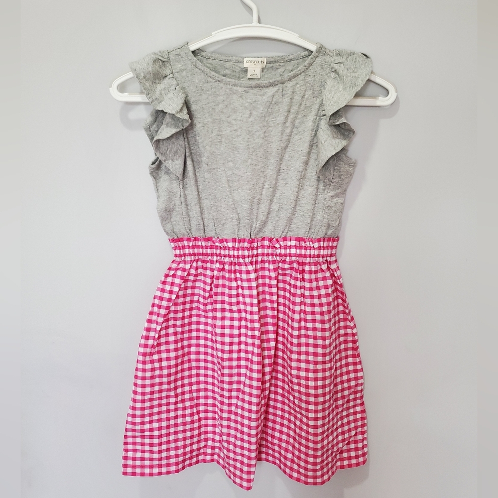 CREWCUTS Pink Gingham Girl's Dress Size 7 NWT